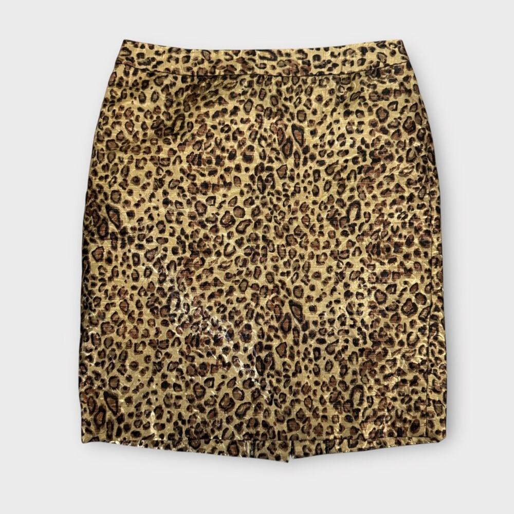 Carmen Marc Valvo metallic leopard print pencil skirt size 8